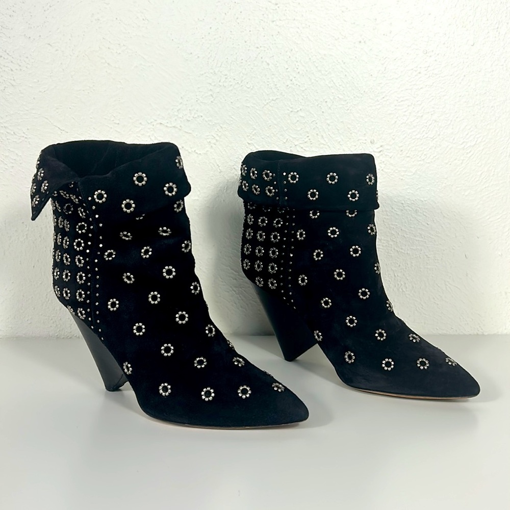Isabel Marant Lakky Studded black suede booties 38 - Picture 7 of 11